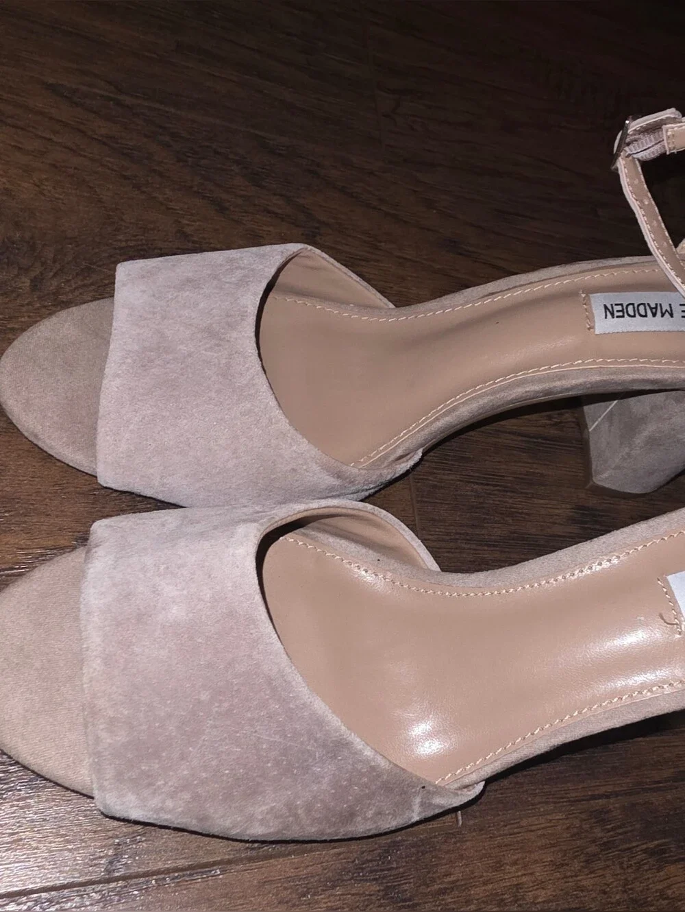 Steve Madden Taupe Suede Block Heel Sandals